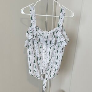 Elodie White Cactus Print Tie-Front Women's Camisole